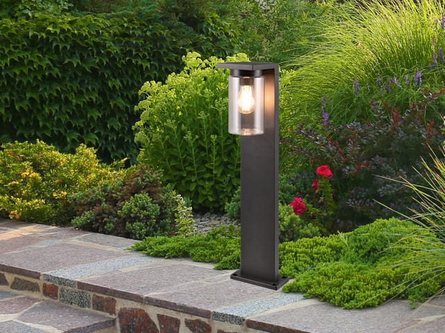 Led Sockelleuchte Laterne Aus Aluminium Schwarz, Höhe 65cm