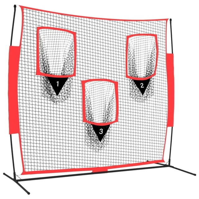 Baseball-netz Tragbar Schwarz Und Rot 183x105x183 Cm Polyester Vidaxl