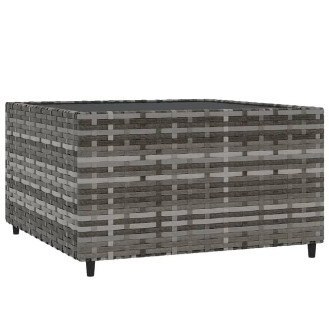 Garten-couchtisch Quadratisch Grau 50x50x30 Cm Poly Rattan Vidaxl