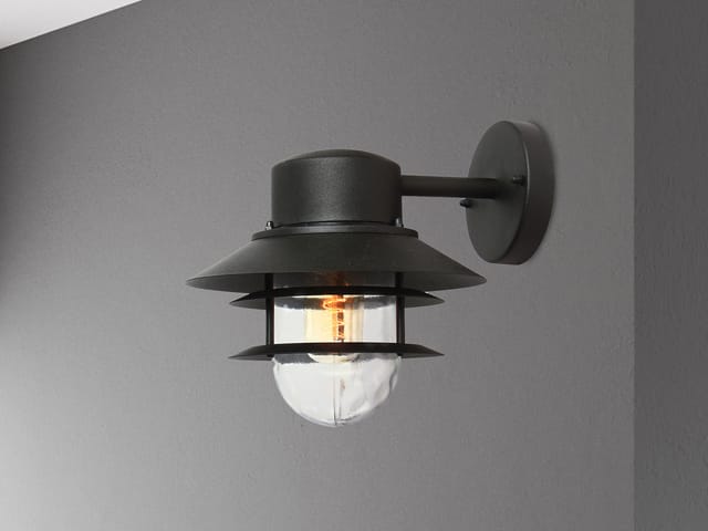 Meinewunschleuchte - Led Wetterfeste Downlight Außen Wandlaterne Aus Edelstahl, Schwarz Höhe 24cm