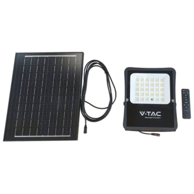 Led-flutlicht Mit Fernbedienung Und Solarpanel, 12 W, Naturweiß - V-tac