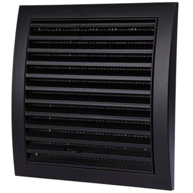 Schwarzes Lüftungsgitter 150x150 Mm, Mit Insektenschutz Und Jalousie