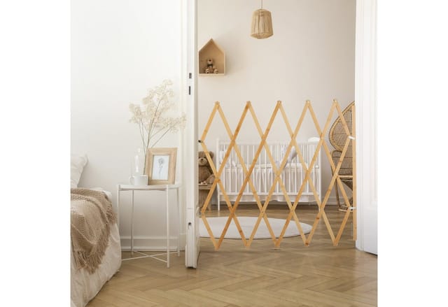 Relaxdays - Hundeabsperrgitter Ausziehbar Bis 130 Cm, 87,5-100 Cm Hoch, Bambus, Hunde Schutzgitter Für Treppe & Tür, Natur