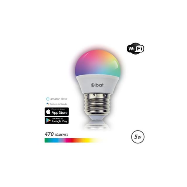 Elbat Spherical Led Bulb Smart Wi-fi G45 E27 5w 470lm Rgb - Temperatur 2700k Bis 6000k - Sprachsteuerung - Fernbedienung - 3 Farbmodi: Kühl, Natürlich Und Warm