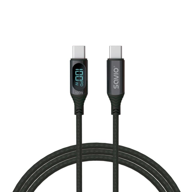Savio Usb-c - Usb-c Kabel Mit Display, Cl-174, 1 M, Schwarz