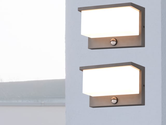 Led Außenwandleuchte 2er Set Mit Bewegungsmelder, Breite 23cm