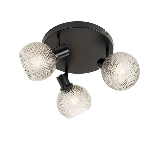 Design-spot Schwarz Mit Rauchglas 3-flammig Rund - Chico