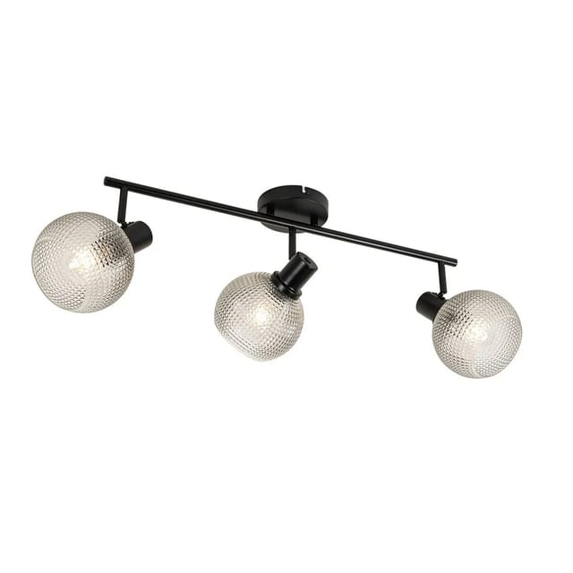 Design-spot Schwarz Mit Rauchglas 3-flammig - Chico