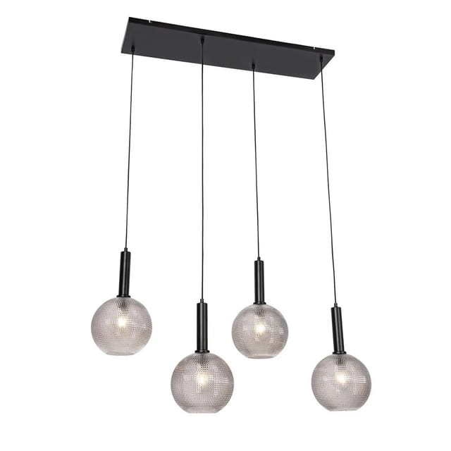 Design-hängelampe Schwarz Mit Rauchglas 4-flammig - Chico