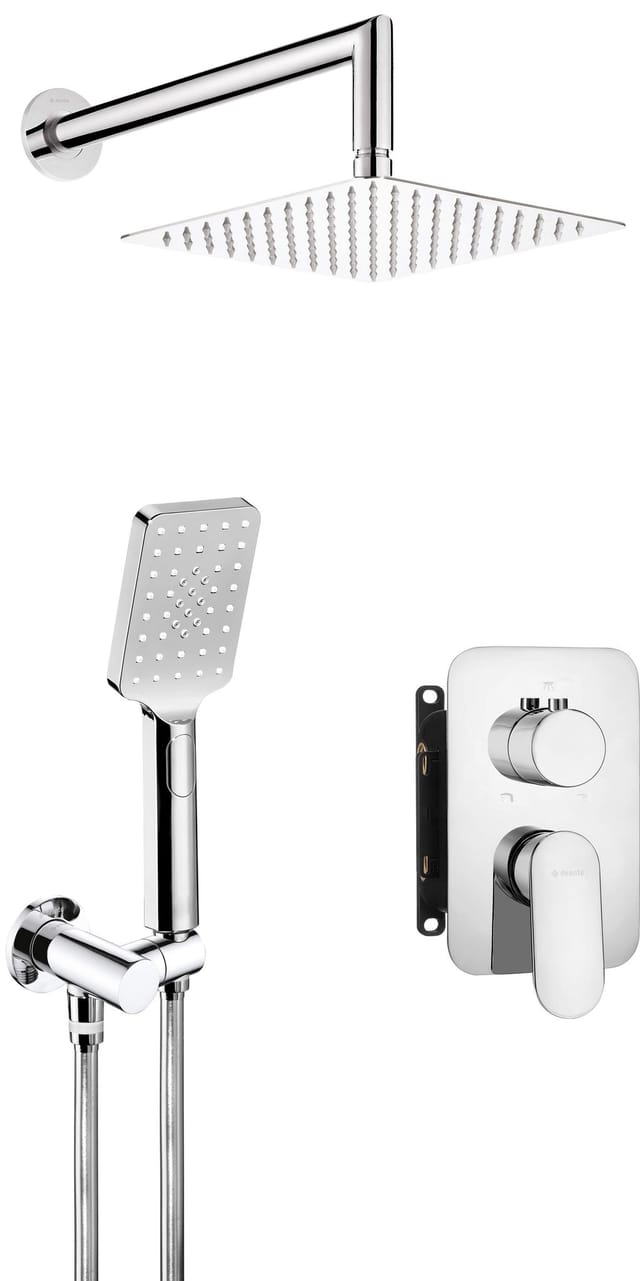 Unterputz-duschset Quadrat, Mit Mischbox, Messing