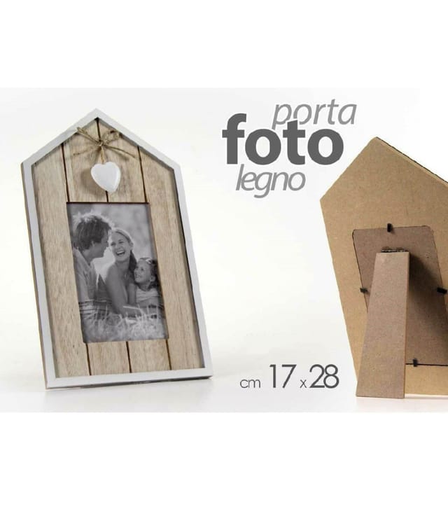 Trade Shop Traesio - Trade Shop - Fotorahmen Holz Fotorahmen Herz Dekor 17x28 Cm Stehend 786372 -