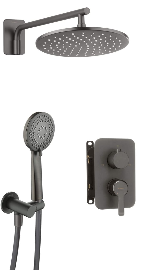 Unterputz-duschset, Mit Mischbox Regen, Titanium