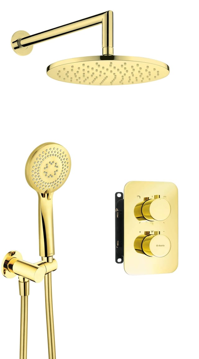 Unterputz-duschset, Mit Thermostatischer Box Gold
