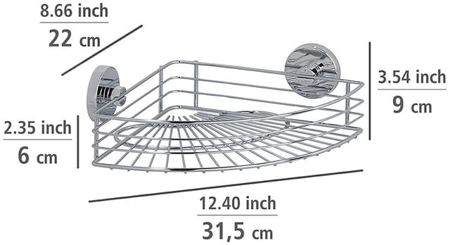 Vacuum-loc® Eckablage Bari + Haken, 3-tlg. - Silber Glänzend - Wenko
