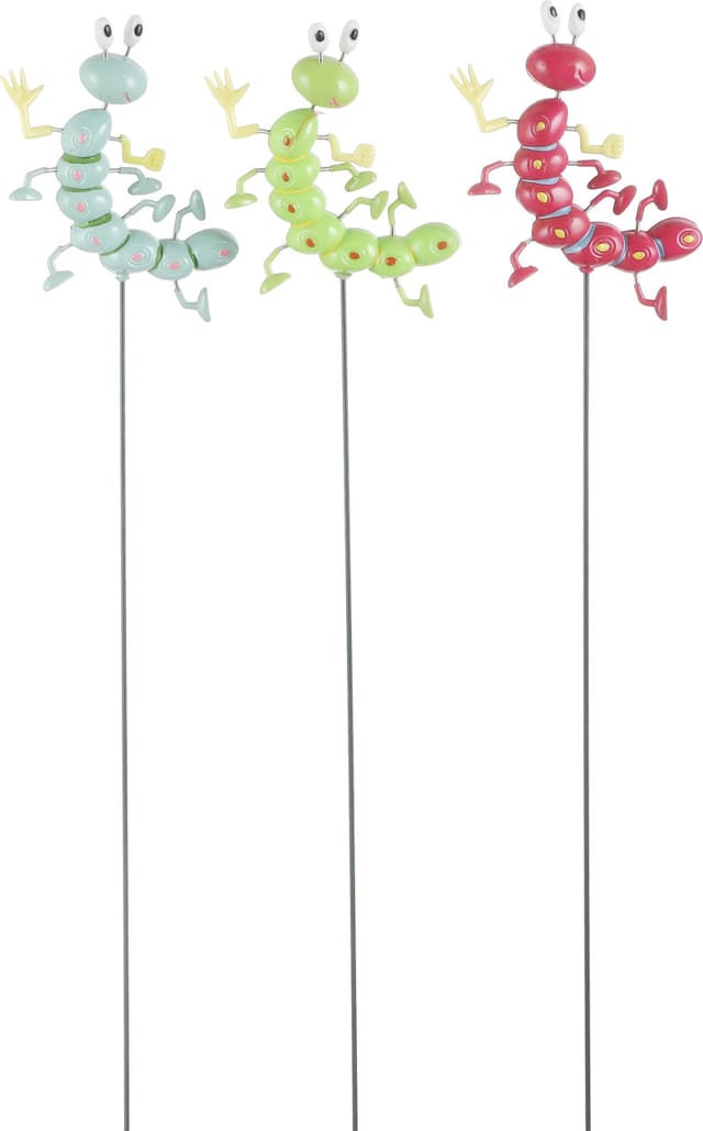 Mica Decorations - Mica Gartenstecker Raupe Blau Rosa Grün 11 X 2 X 67 Cm Gartenstecker