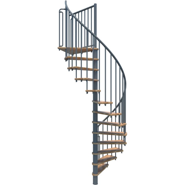 Minka Spindeltreppe Berlin In Silber Mit Buchenstufen Bis 309cm Geschosshöhe Ø120cm