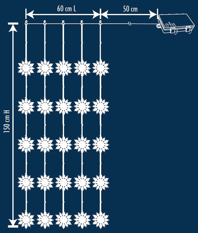 Trendline Led-lichtervorhang Schneeflocke Außen 60 X 150 Cm Warmweiß Mit Timer Lichtervorhang