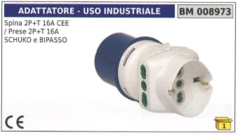 Industrieadapter 2-polig+erde 16a Cee-stecker 2-polig+erde 16a Schuko-steckdose