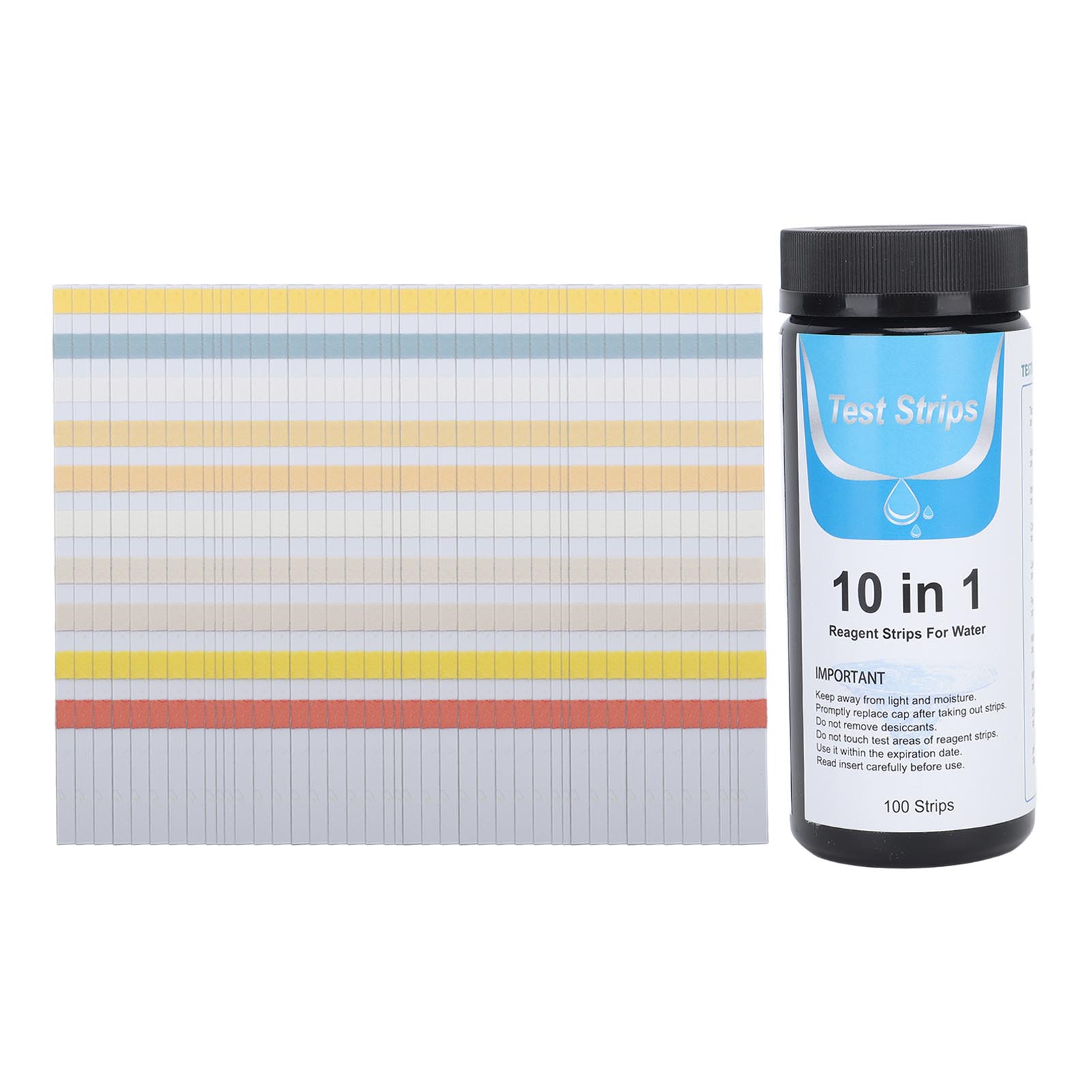Packung Mit 100 10-in-1 Pool-teststreifen, Schnelle Und Genaue Wasseranalyse Für Pools, Spas Und Whirlpools.