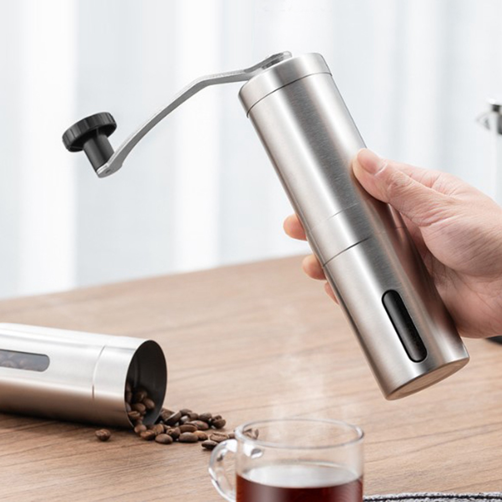 Manuelle Kaffeemühle Aus Edelstahl, Handbetriebene Bohnenmühle Für Filter- Und French-press-kaffeemaschinen