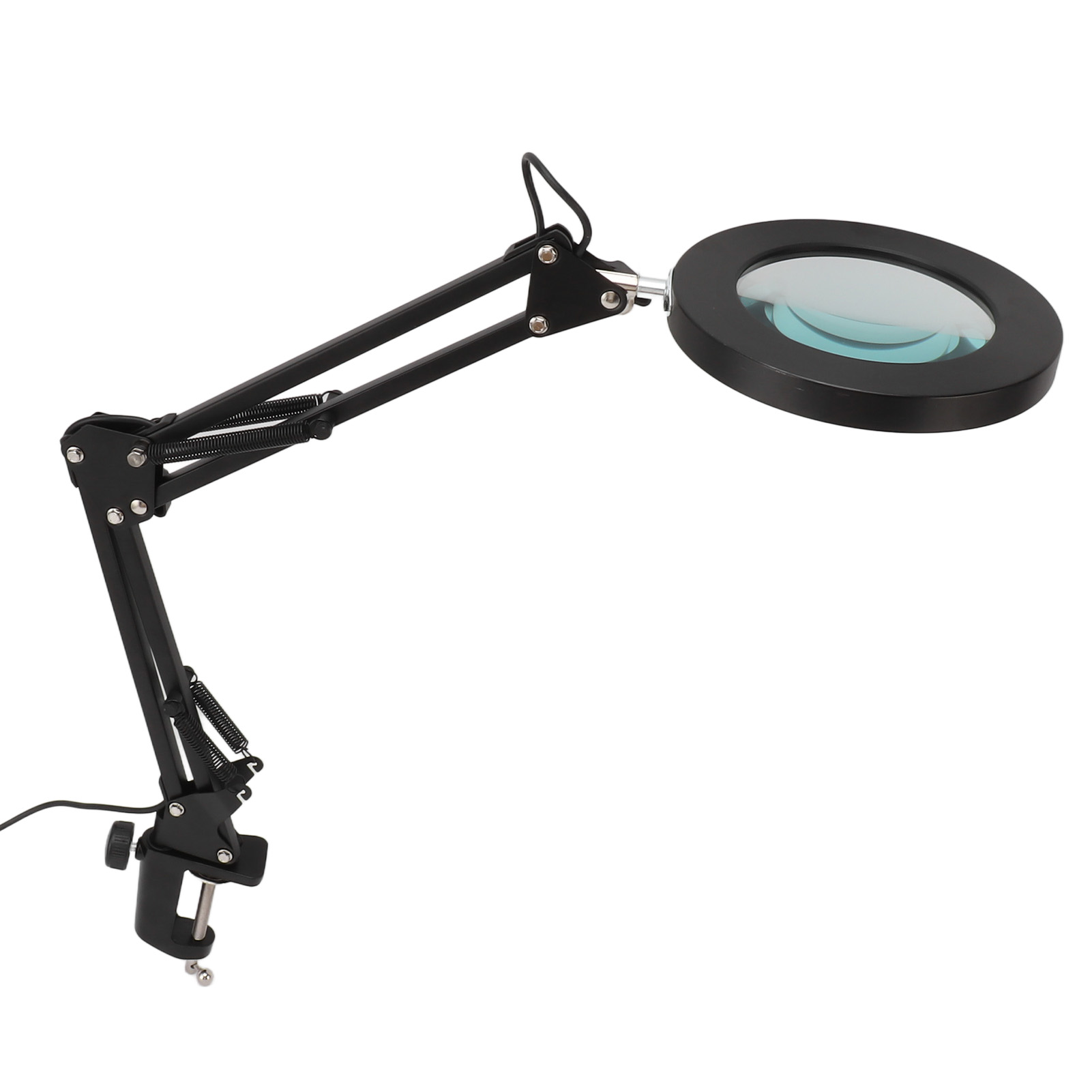 10-fache Vergrößerungslampe Mit Schwarzer Klemme, Verstellbarem Schwenkarm, 3 Farbmodi, 5v Usb-anschluss, Stufenloser Dimmfunktion, Aluminiumgehäuse, Präzisions-schreibtischlampe