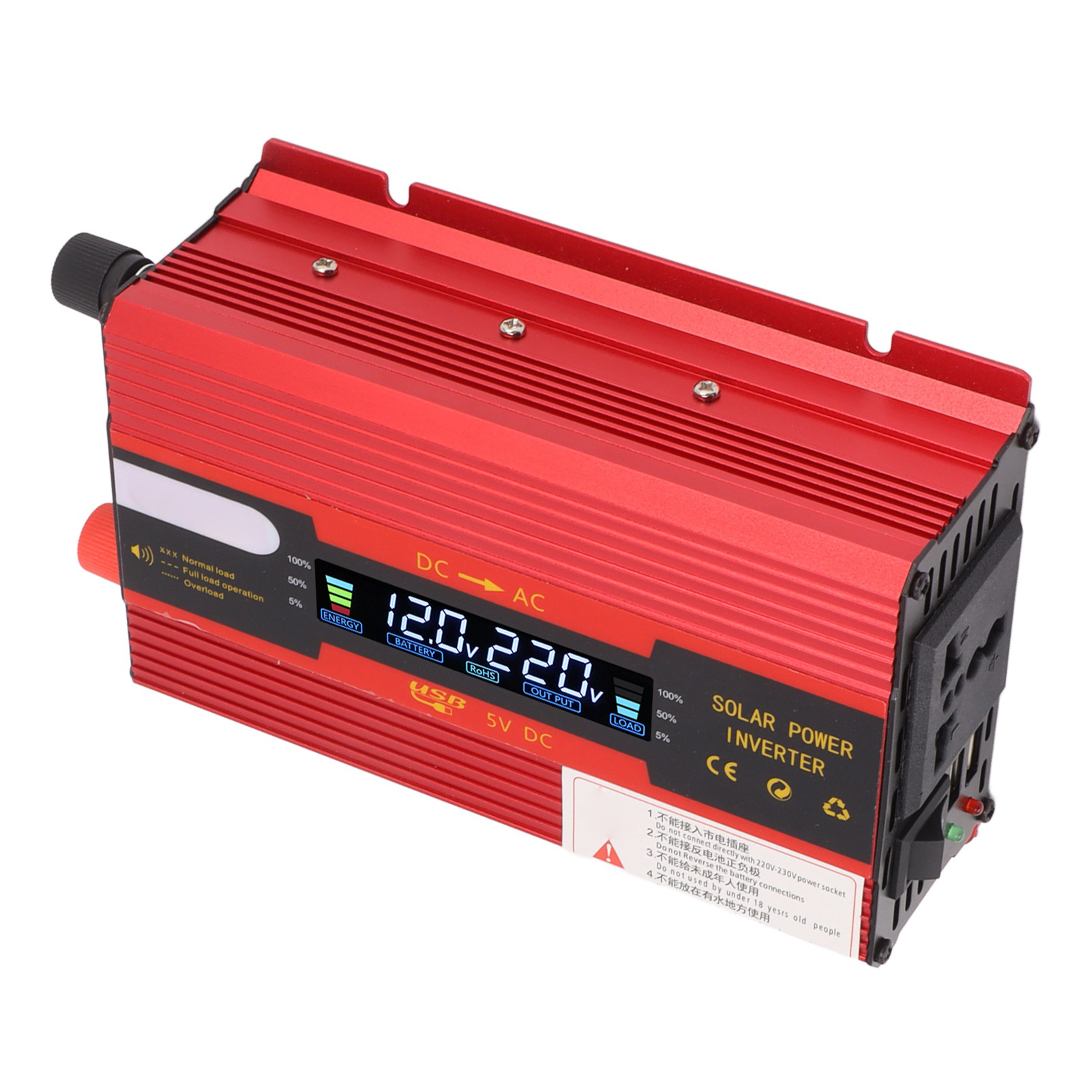 420-w-wechselrichter Mit Modifizierter Sinuswelle, 12 V Auf 220 V, Mit Lcd-display, Spannungswandler Für Autos, Rot
