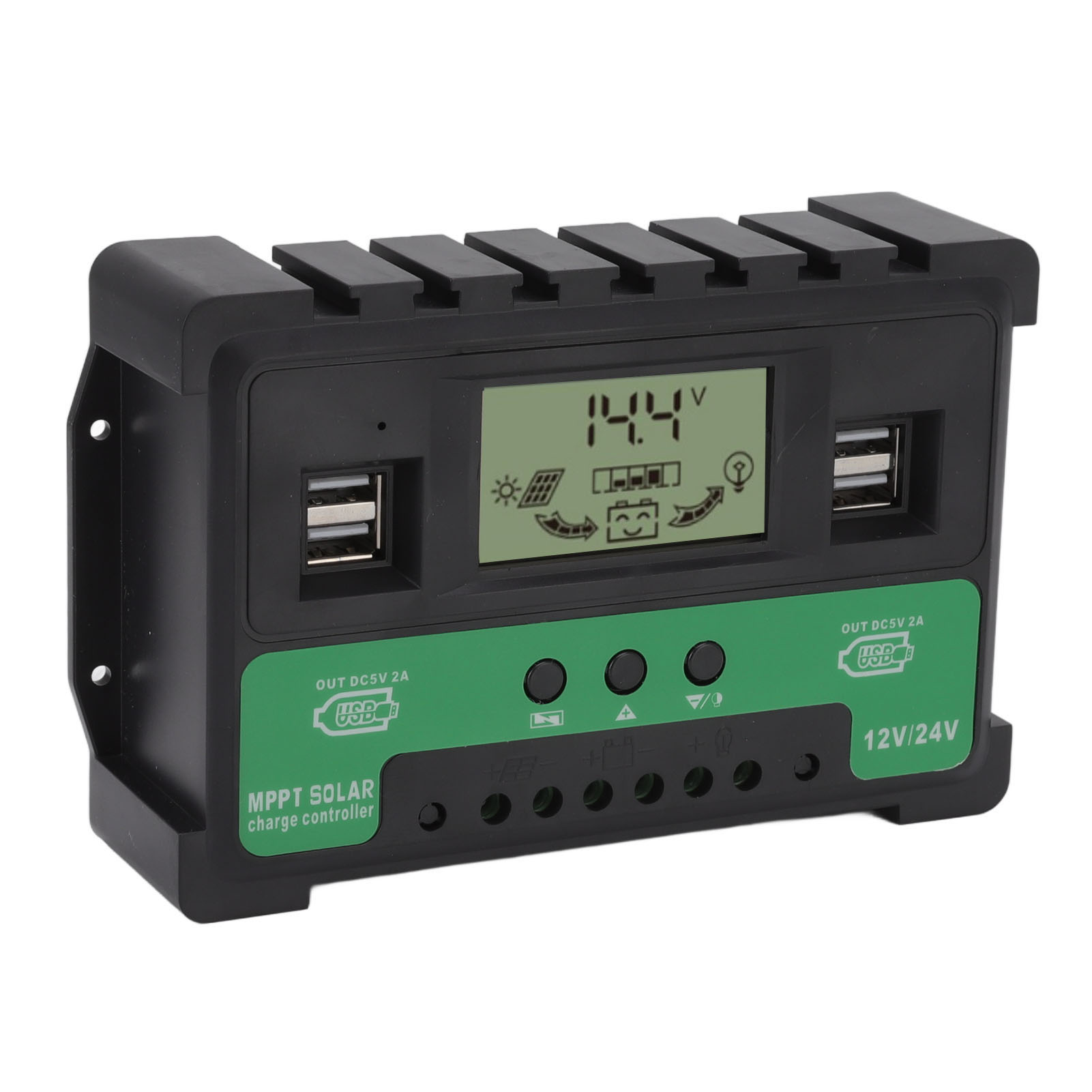 12v/24v Solar-laderegler, 40a Pv-regler Mit Lcd-bildschirm Und Zwei Usb-ausgängen