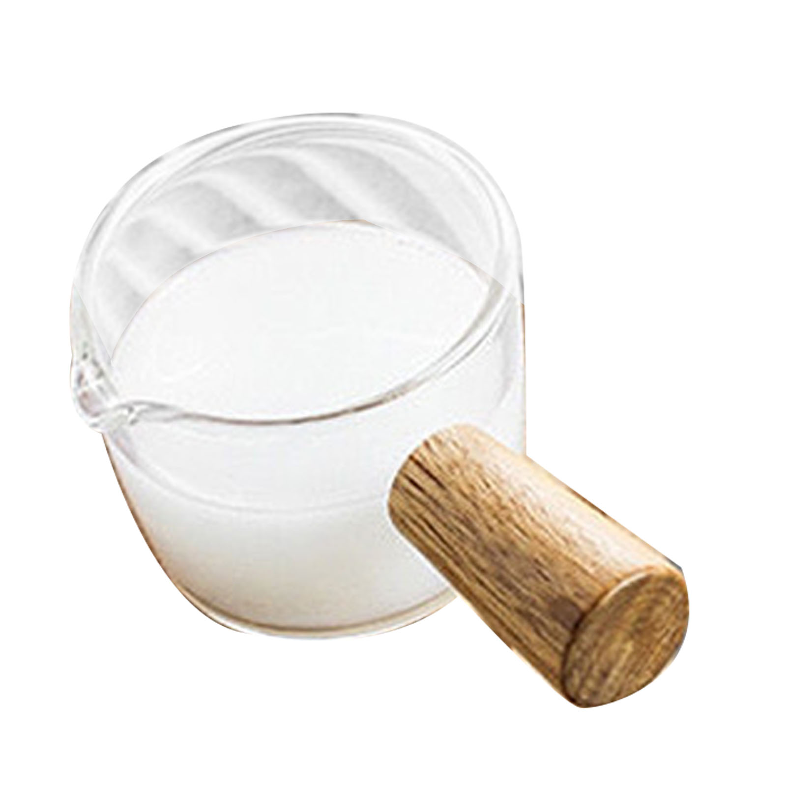 Mini-messbecher (50 Ml) Mit Holzgriff, Kaffeemessbecher Mit Ausgießer, Espressotasse Für Milch Und Sahne