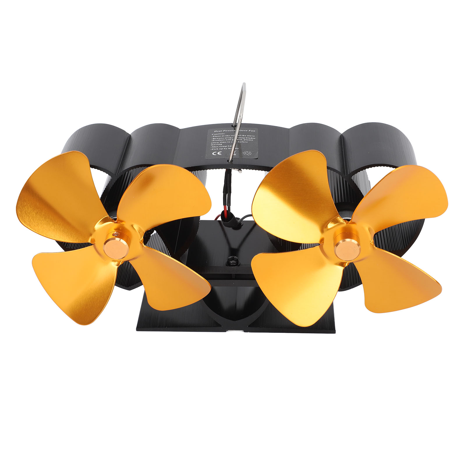 Ofenventilator Aus Aluminiumlegierung, 4 Doppelflügel, Kamin, Ersatzteil, Goldfarben