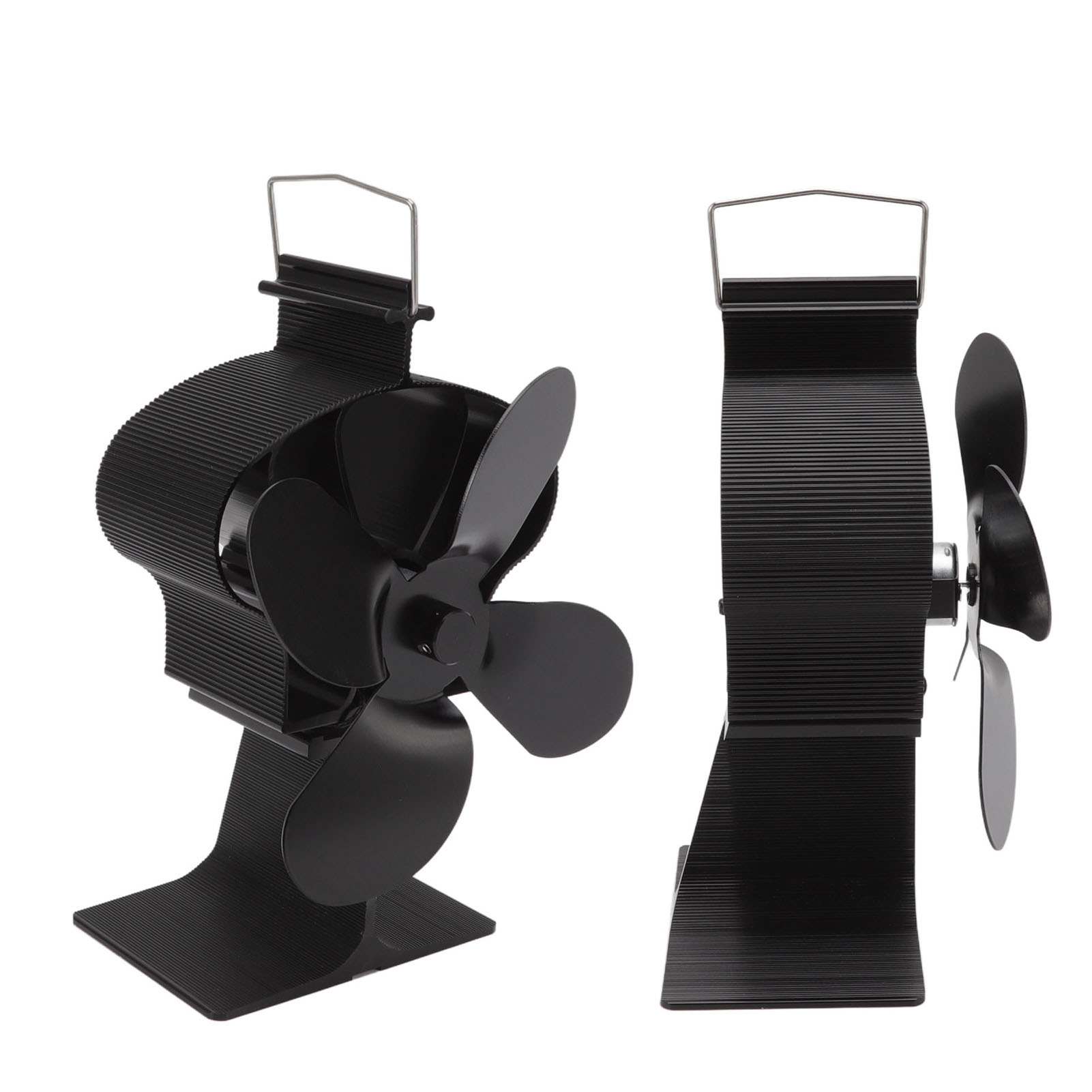 Vierflügeliger Ofenventilator Aus Aluminiumlegierung, Batterielos, Schwarz, Hitzebeständig, Für Den Winter, Crown-modell