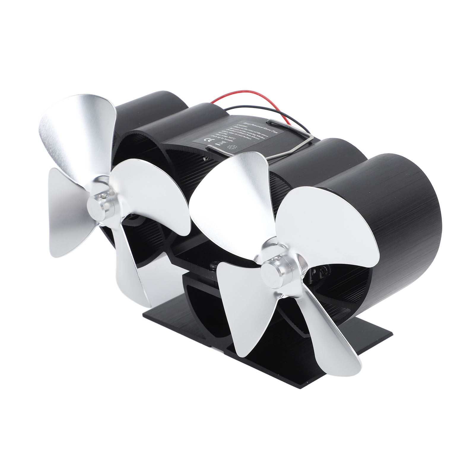 Freistehender Ofenventilator, Aluminium, 4 Doppelflügel, Kamin, Ersatzteil, Silber