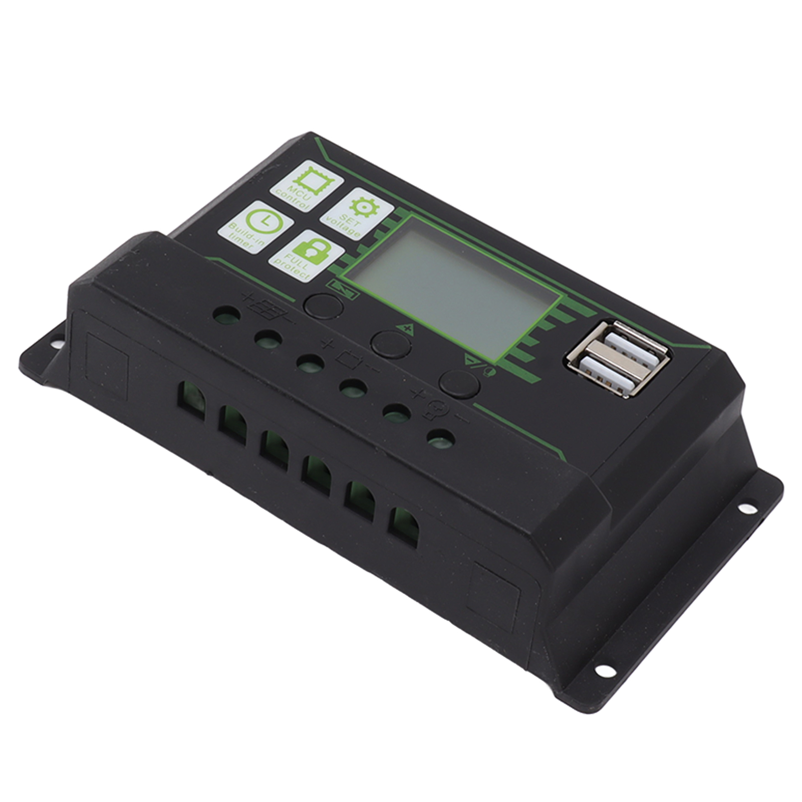 40a Dual-usb-pwm-solar-laderegler Mit Großem Lcd-bildschirm, Entladeregler Für Solarmodule, Hintergrundbeleuchtetem Display Und Integriertem Schutz.
