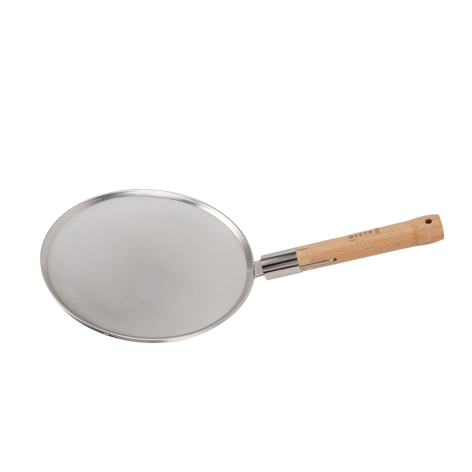 Feinmaschiger Schaumlöffel Mit Holzgriff, Leicht Und Tragbar, Aus Edelstahl 304, Großer, Perforierter Löffel Zum Kochen Und Braten, 30 Cm Durchmesser