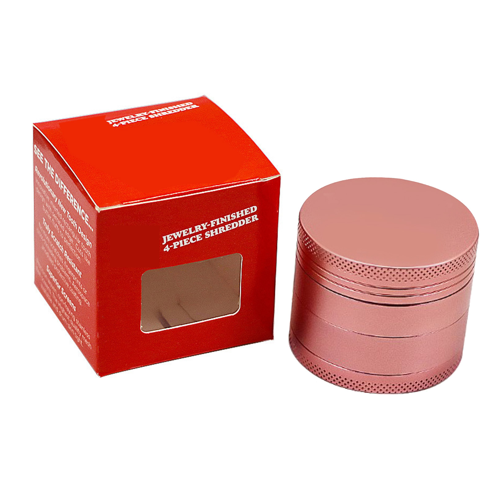50 Mm 4-teilige Kräutermühle Aus Zinklegierung, Gewürzmühle Mit Festem Griff, Effizient, Pink