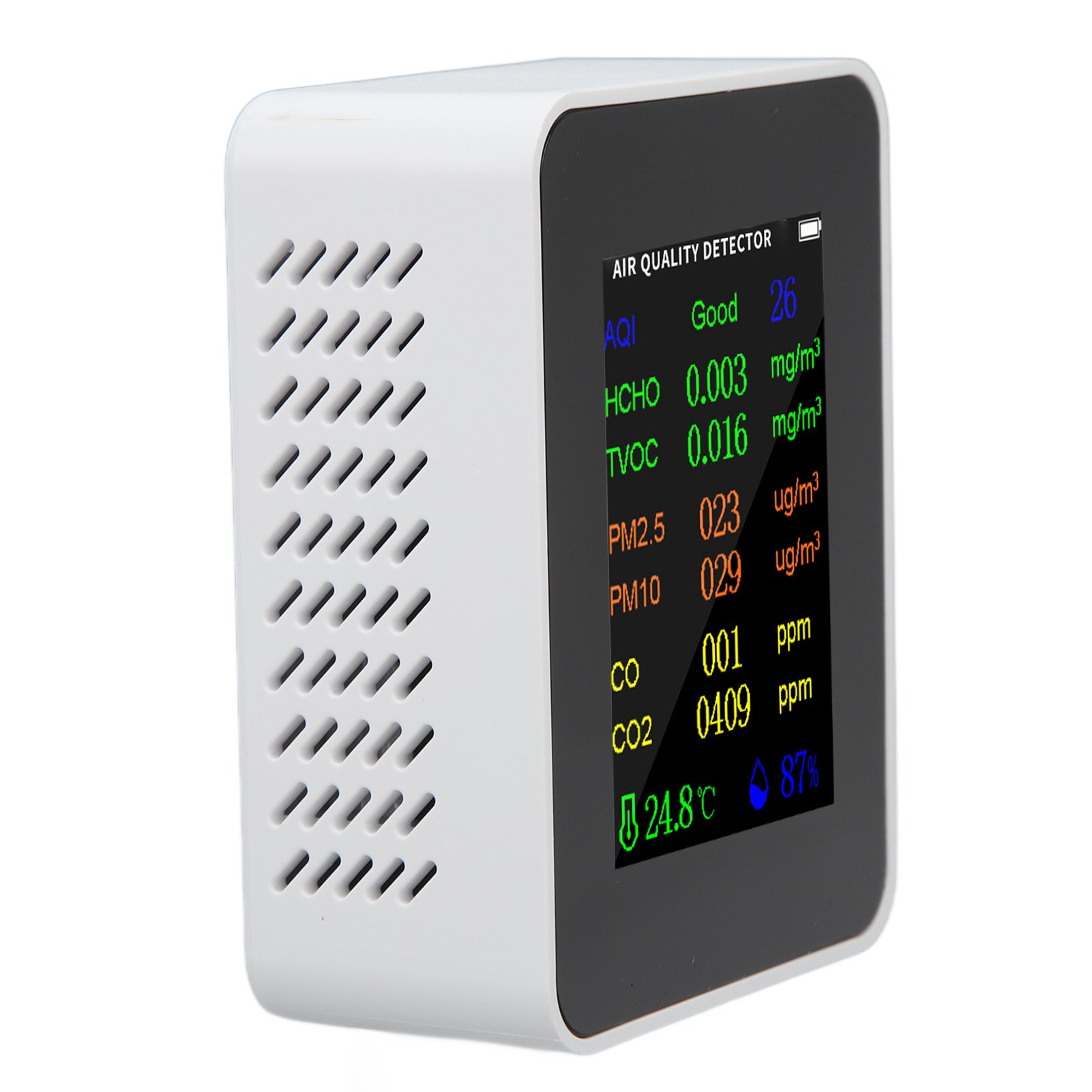 Co₂-luftqualitätsdetektor, Präziser Monitor Für Co, Pm2,5, Tvoc, Hcho, Temperatur Und Luftfeuchtigkeit, Mit Alarmfunktion, Weiß, Für Zuhause Und Büro