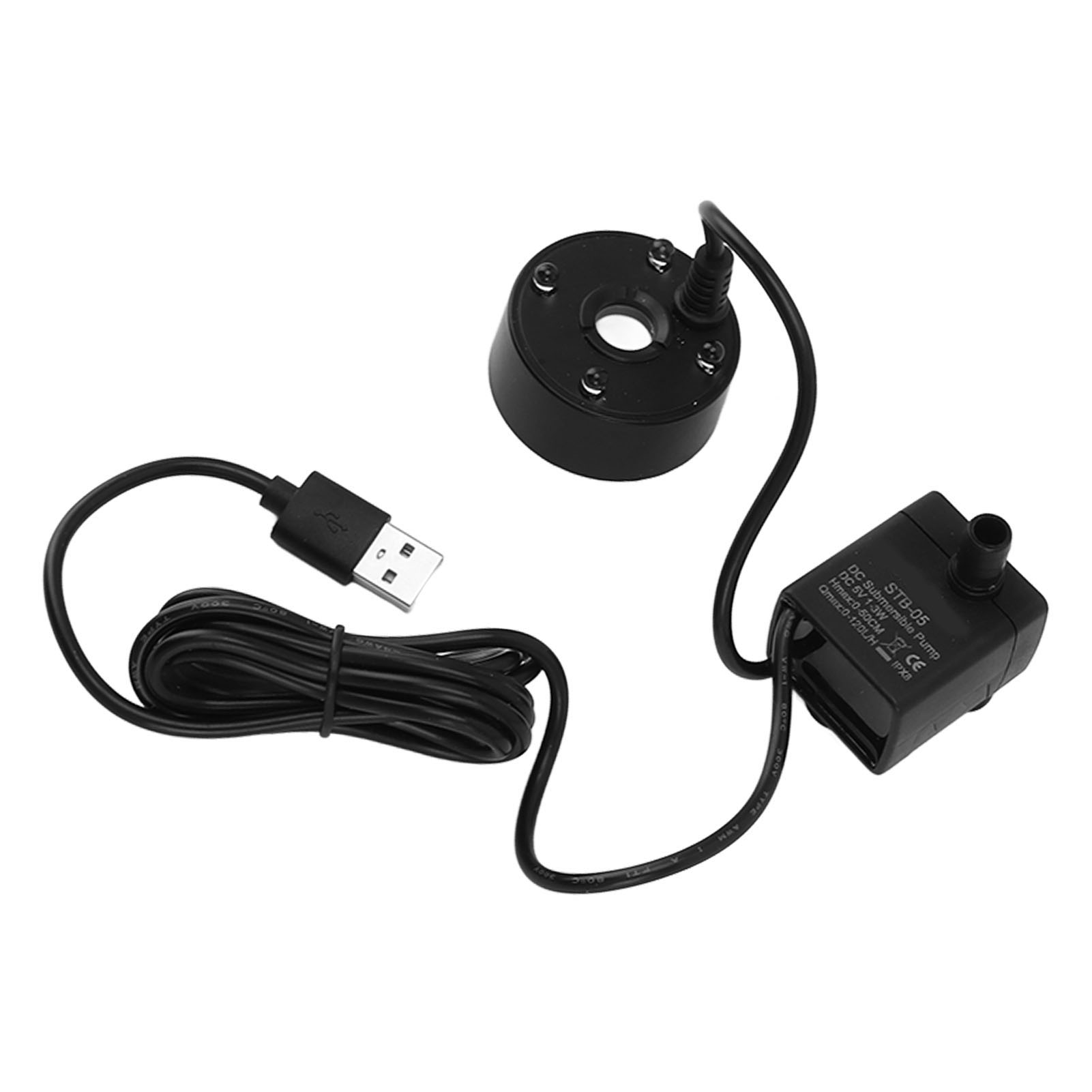 Usb-luftbefeuchter Mit Pumpe, Mehrfarbigem Led-nebelgenerator, 5-v-luftbefeuchter-springbrunnen-zerstäuber Für Teich, Garten, Büro – Schwarz