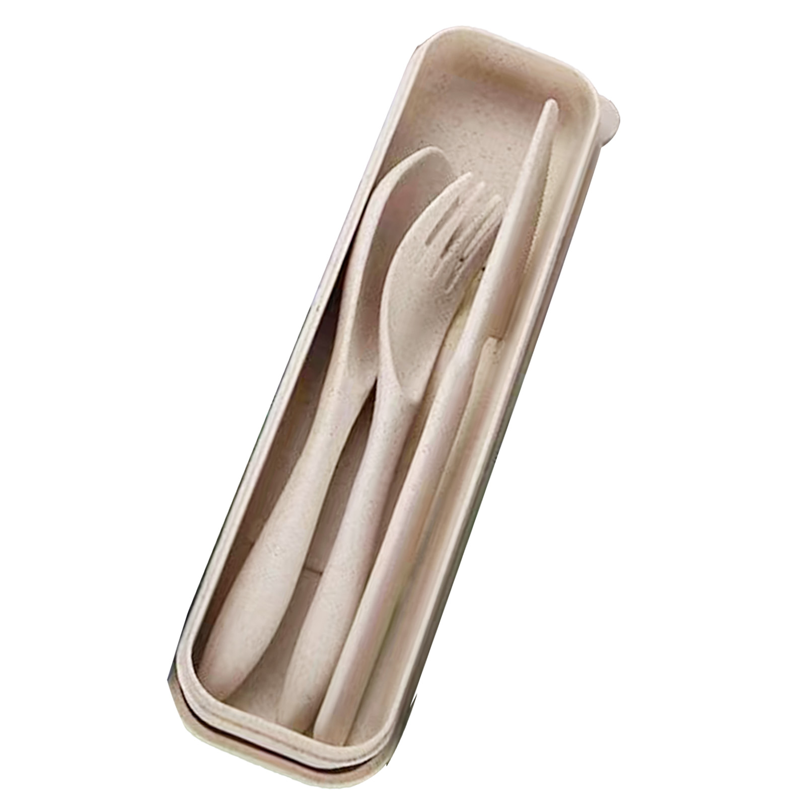 Modernes Besteckset Aus Weizenstroh, Tragbare Gabel, Löffel, Messer, Küchenutensilien Mit Box Für Büro, Schule, Picknick, Beige