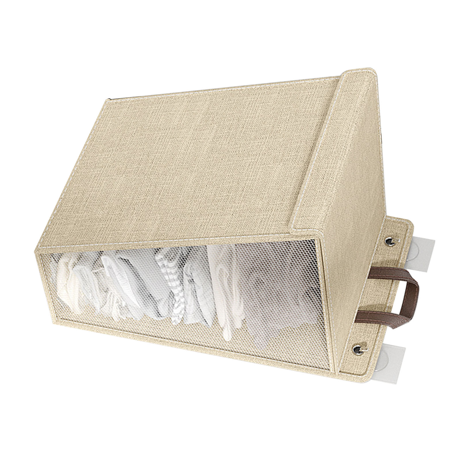 Wandmontierter, Faltbarer Wäschekorb, Zusammenklappbarer Schmutzwäschekorb, Platzsparend, Faltbar Für Schuhe, Socken, Handtücher, Beige, Größe M