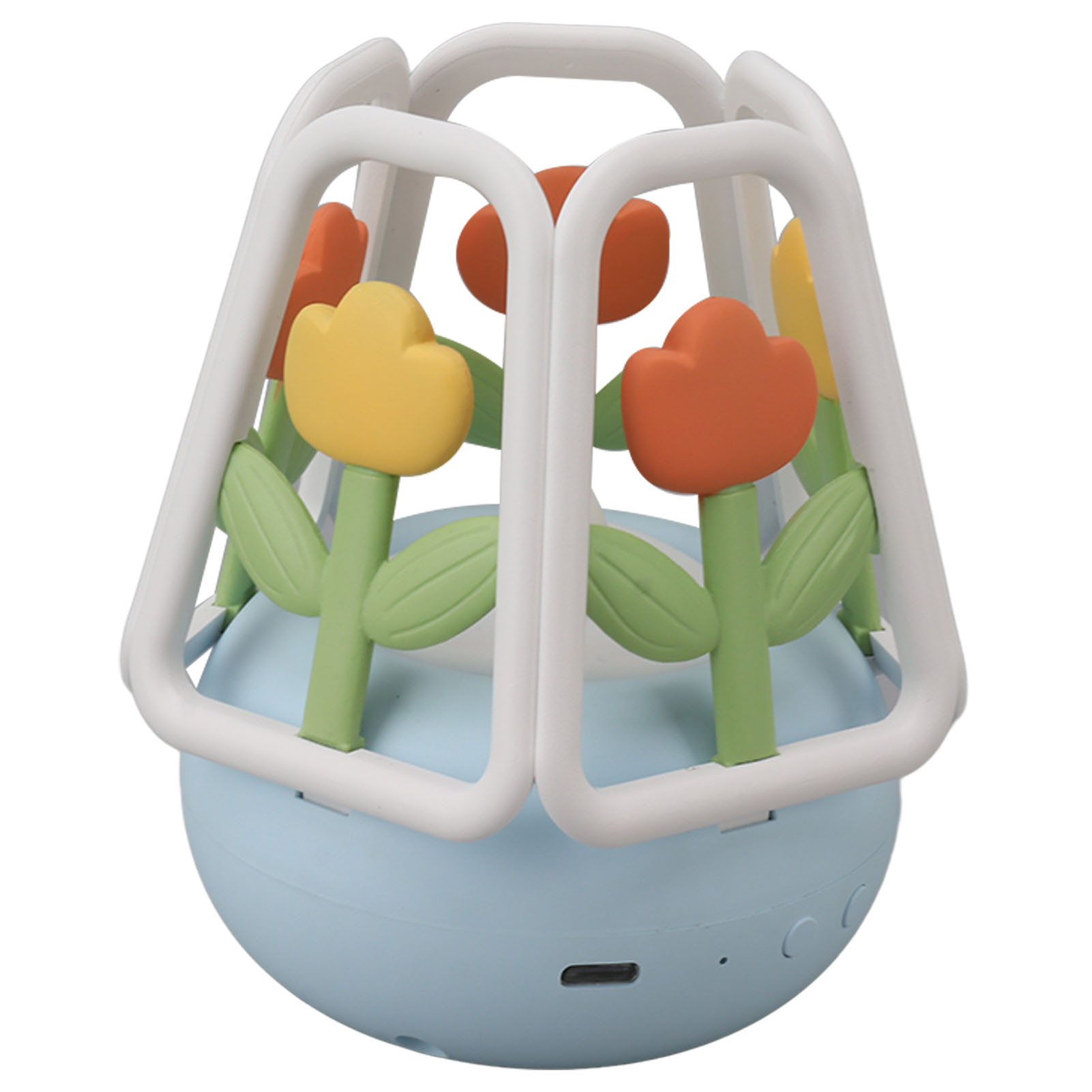 Silikon-led-nachtlicht, Tulpenmuster, 5 Beleuchtungsmodi, 1200 Mah Wiederaufladbarer Akku, Blau, Ideal Für Schlafzimmer Oder Zuhause.
