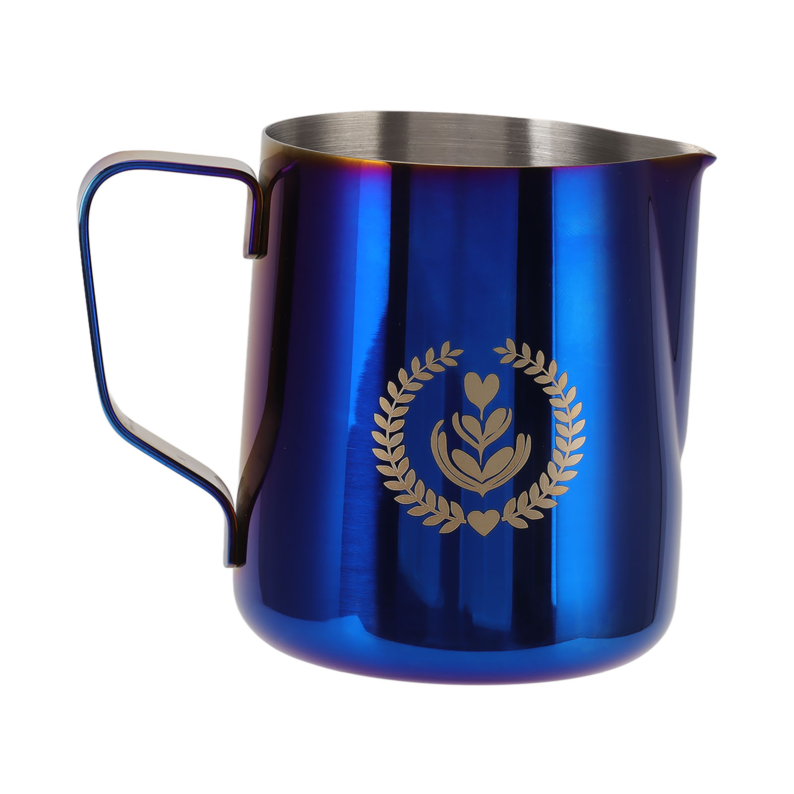 350 Ml Milchaufschäumkännchen Aus Edelstahl Mit Skala Zur Kaffeezubereitung (blau)