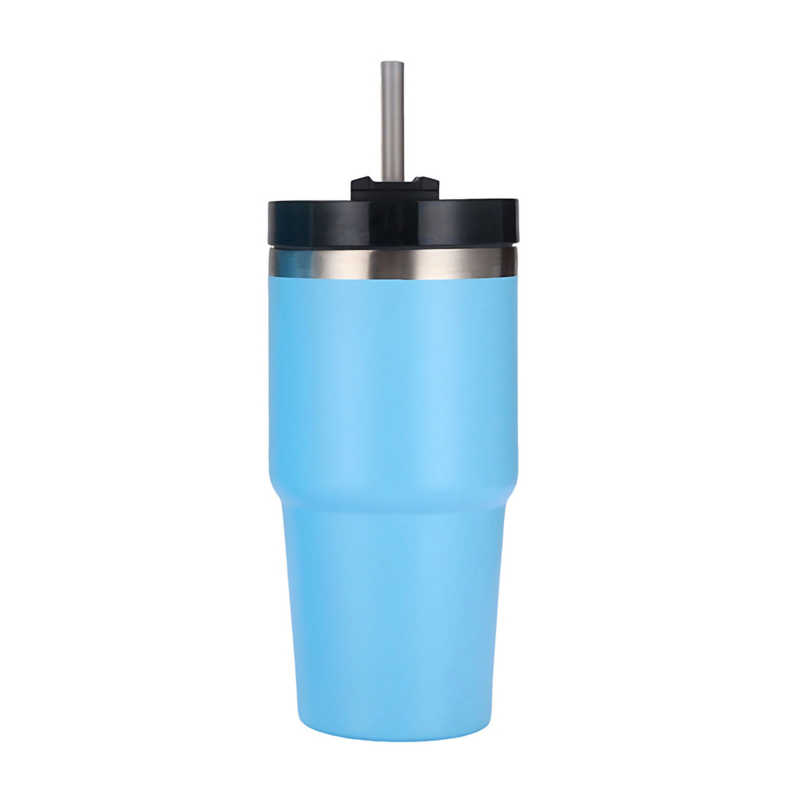 Isolierbecher Aus Poliertem Edelstahl Mit Strohhalm, Blau, 590 Ml (20 Oz), Ideal Fürs Auto. Hält Speisen Warm Oder Kalt.
