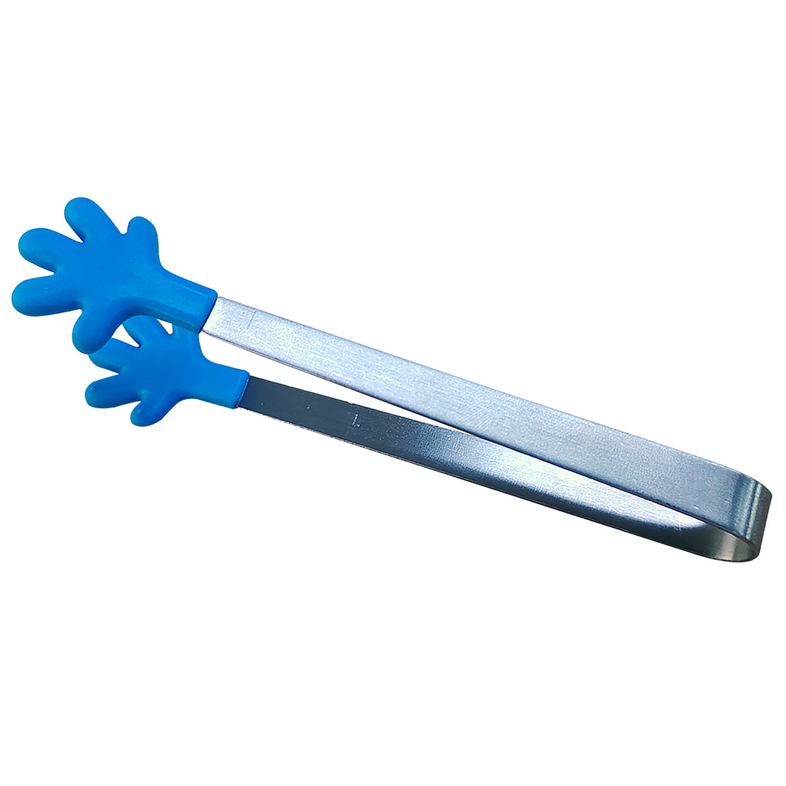 Blaue Silikon-lebensmittelzange, Handförmige Spitzen, Edelstahl, Hitzebeständig, Leicht Zu Reinigen, Ideal Für Eis Und Obst, Kleine Größe, Macht Spaß.