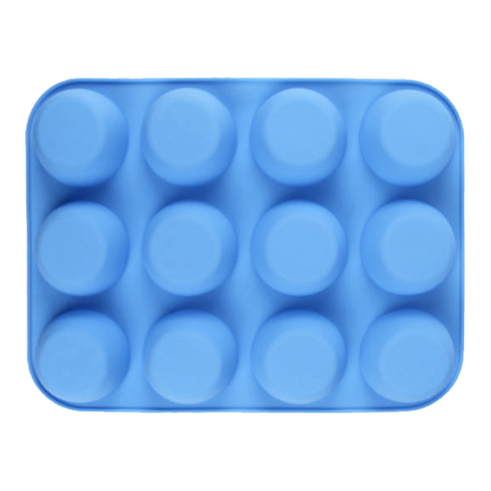 Flexible Silikon-muffinform Mit 12 Mulden, Rund, Leicht Zu Lösen, Für Muffins, Gelatine, Seife, Kerzen, Blau