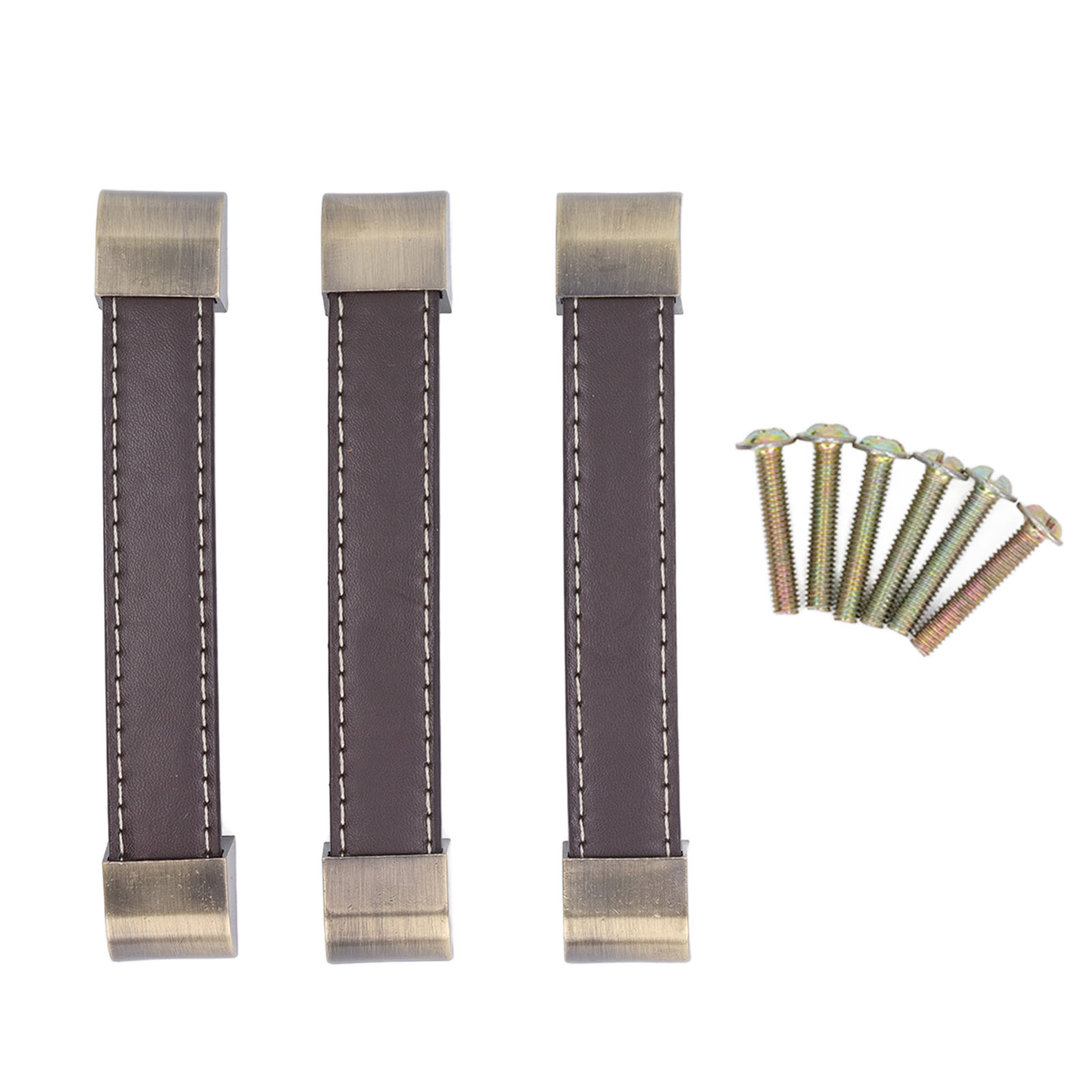 Set Aus 3 Türgriffen Aus Leder Im Antik-stil Für Schubladen, Koffer Oder Weinkisten, Braun