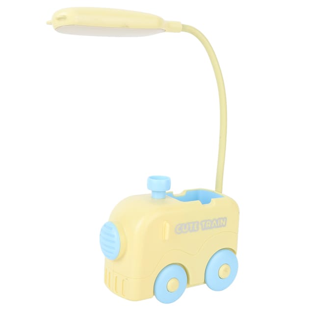Led-nachttischlampe In Form Einer Miniatur-eisenbahn, Augenschutz, Zum Lesen/lernen, Usb-aufladbar, Mit Stifthalter, Für Kinder, Gelb