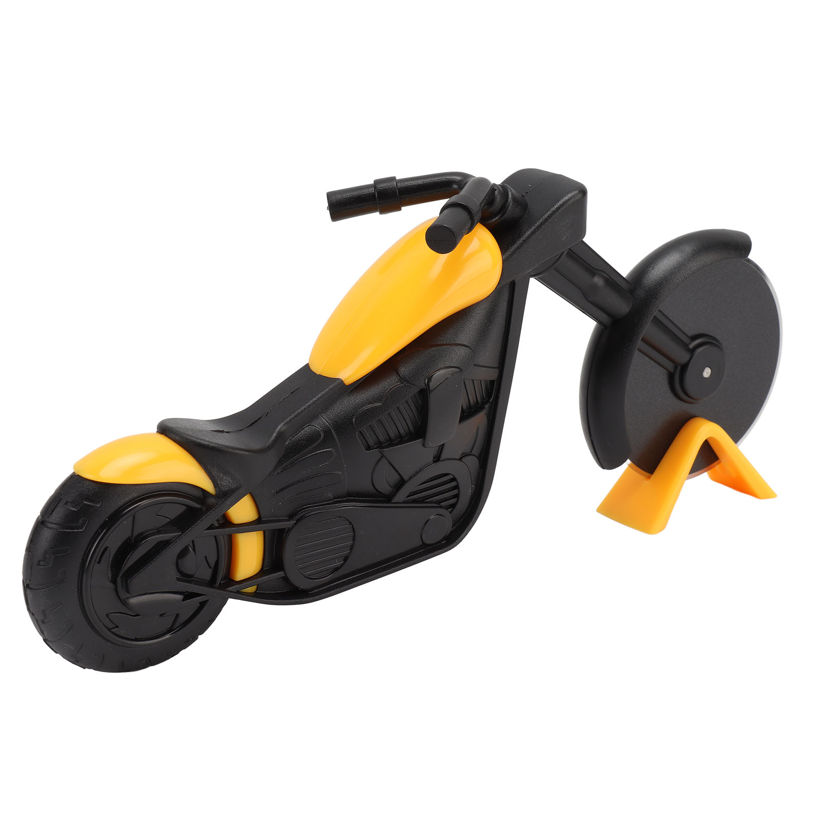 Pizzaschneider Aus Edelstahl Im Motorrad-design, Gelber Pizzaschneider Für Die Heimische Küche