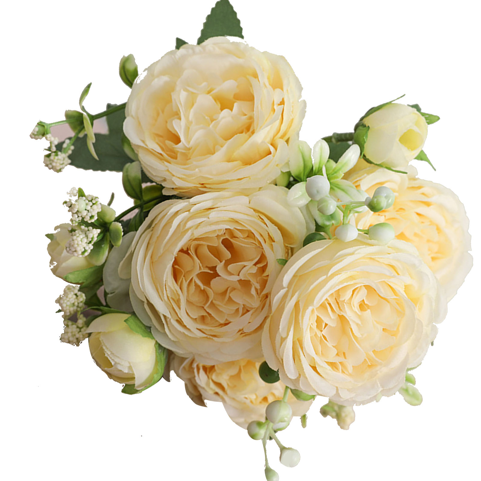 Strauß Aus 3 Stielen Künstlicher Persischer Rosen, 5 Blüten Pro Stiel, Gelbe Rosen Für Die Dekoration Von Zuhause, Wohnzimmer, Hochzeit, Handgefertigtes Blumenarrangement