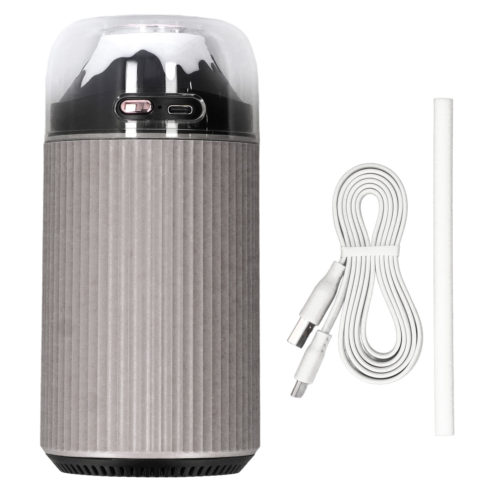 Kleiner Luftbefeuchter Mit Integriertem Nachtlicht, 300 Ml, 2-in-1 Tragbarer Nebelventilator, Mini-usb-luftbefeuchter Für Auto Und Büro, 5 V, Grau.