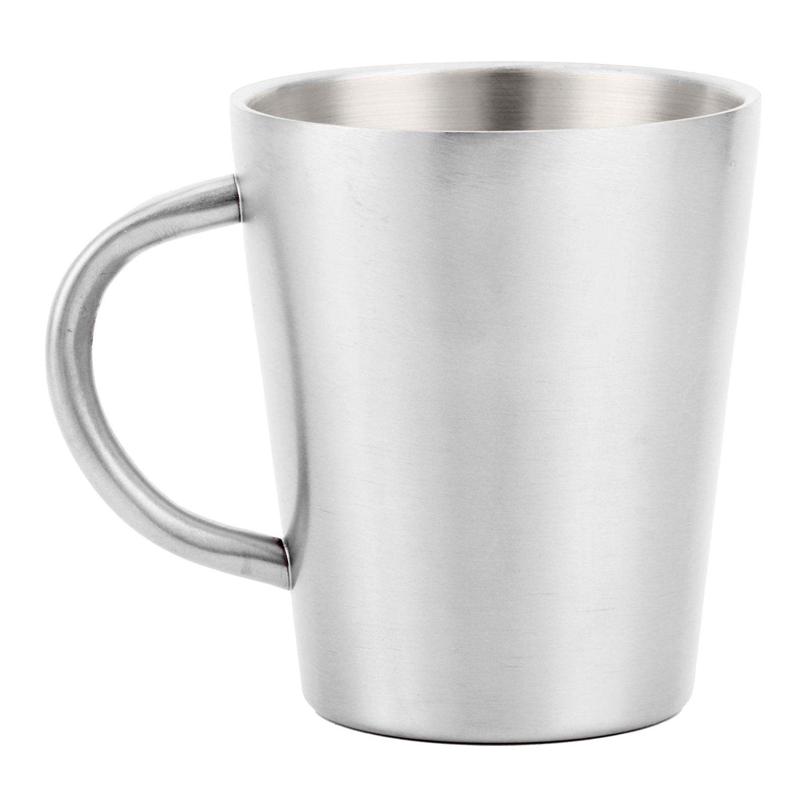 Tragbarer 300-ml-becher Aus Doppelwandigem, Isoliertem Edelstahl 304 Mit Henkel Und Glänzender Silberner Oberfläche