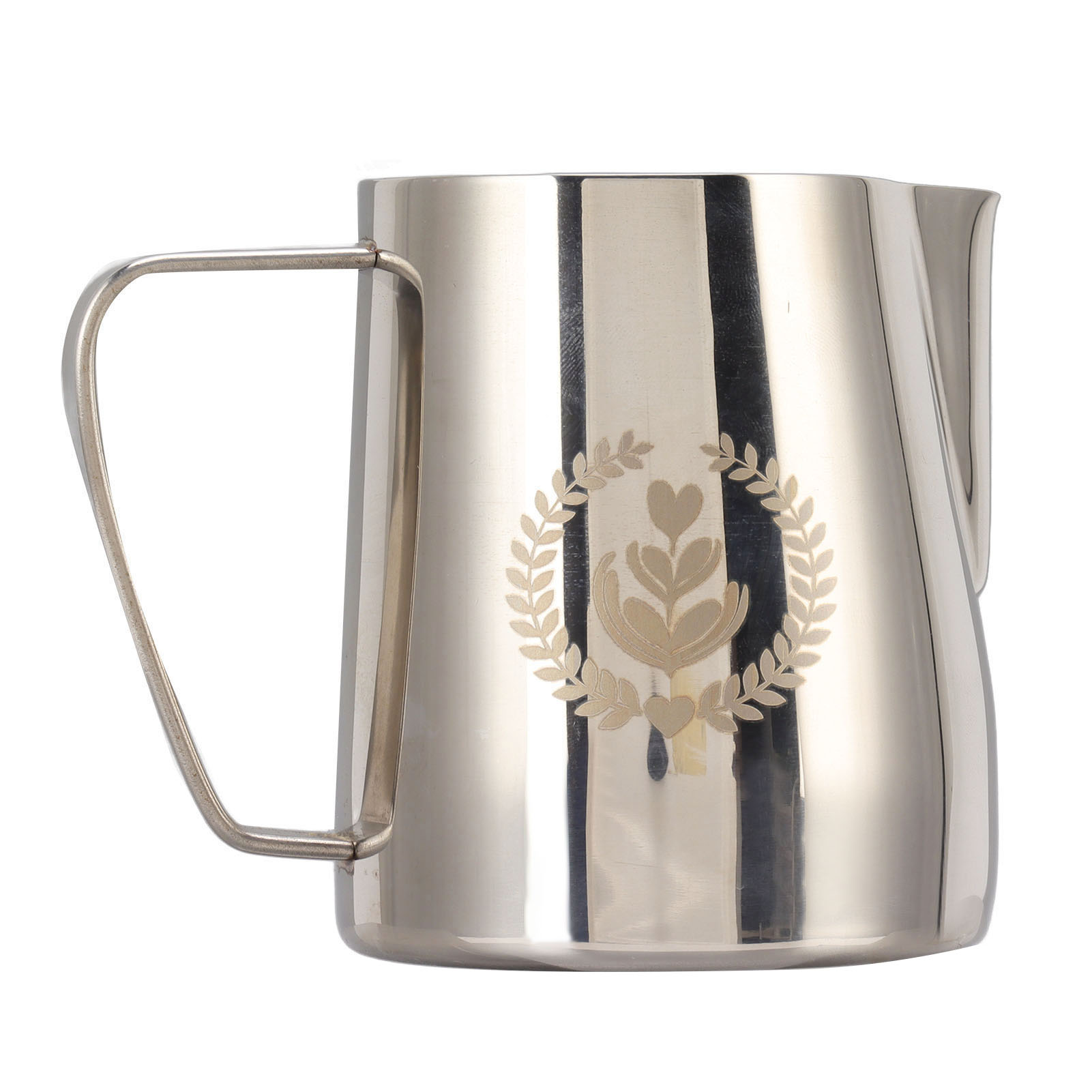 Milchaufschäumkännchen Aus Edelstahl 304, 600 Ml, Spitzer Ausguss, Silberfarben.